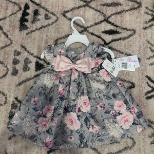 Floral Baby Dress with Pink Bow